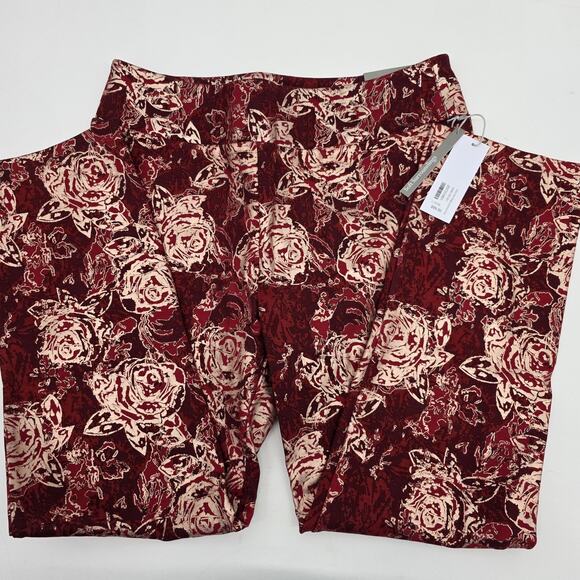 Soft Surroundings Pants - Soft Surroundings Pants Perfect Ponte Straight Leg Floral SZ L Red Gold Serrano